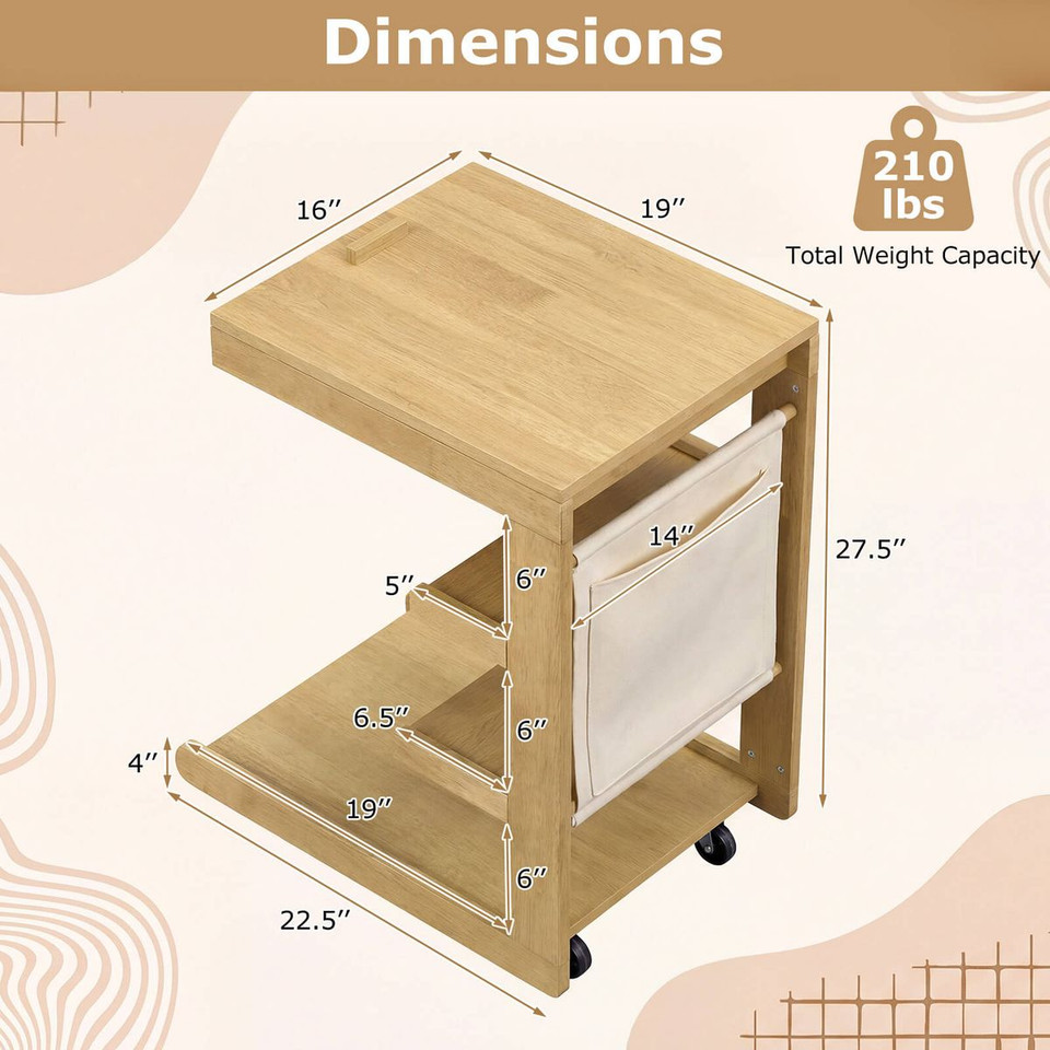 C-Shaped End Table with Adjustable Desktop (1- or 2-Pack) product image