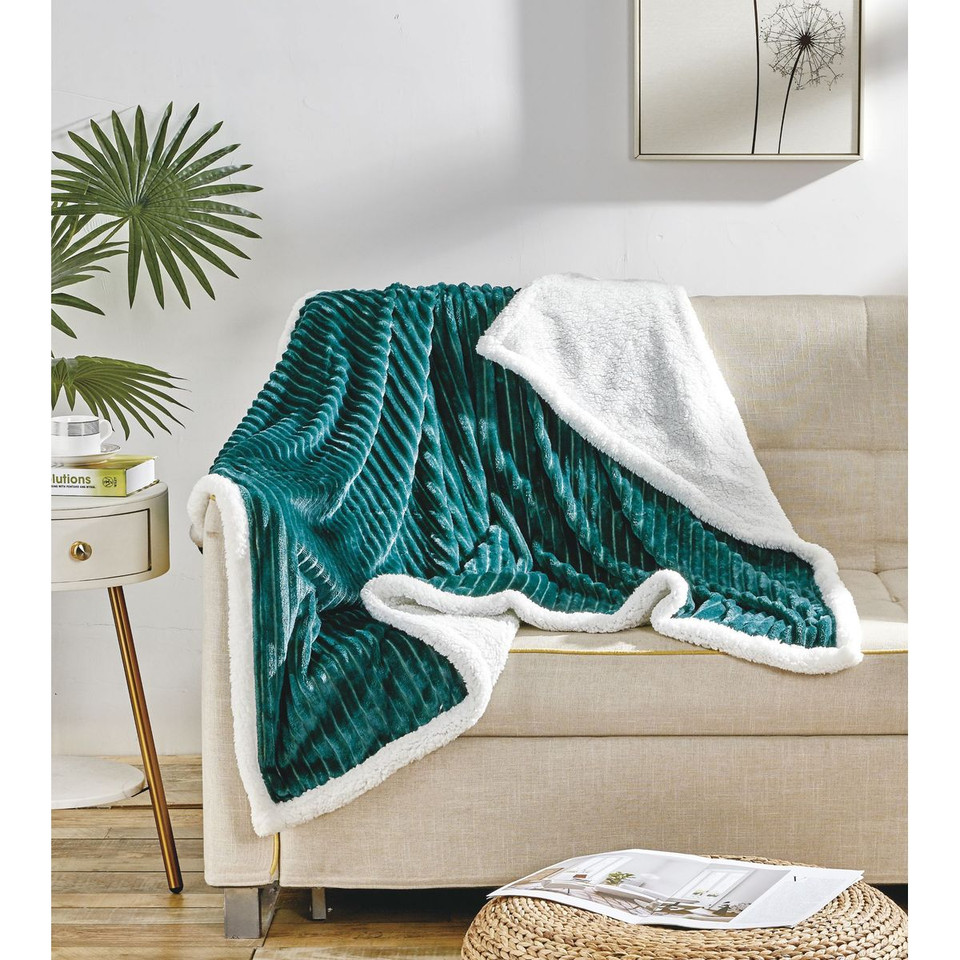 Sheradian Reversible Corduroy-Pattern Sherpa Throw Blanket product image