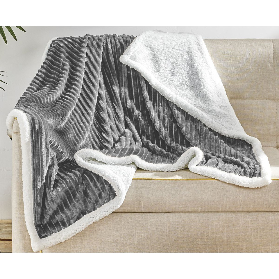 Sheradian Reversible Corduroy-Pattern Sherpa Throw Blanket product image