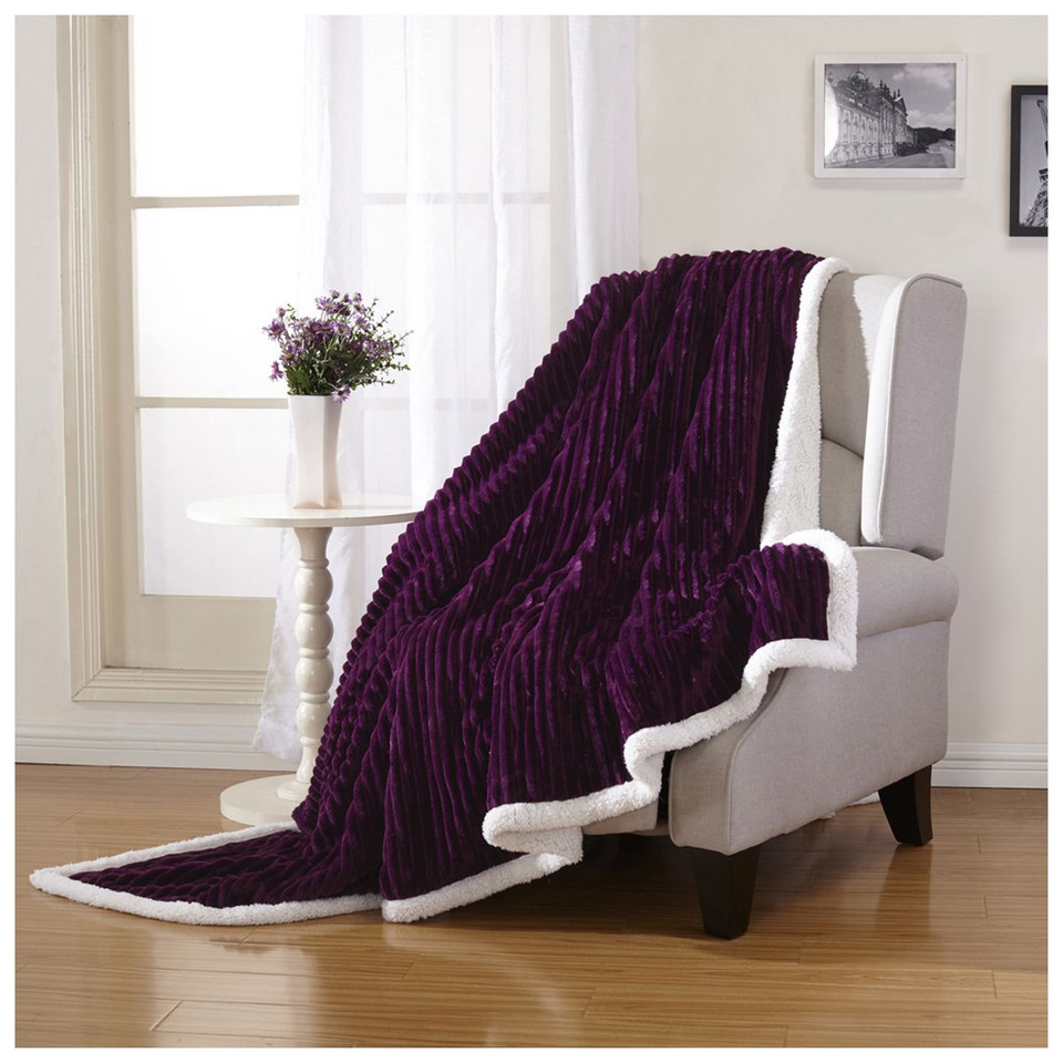 Sheradian Reversible Corduroy-Pattern Sherpa Throw Blanket product image
