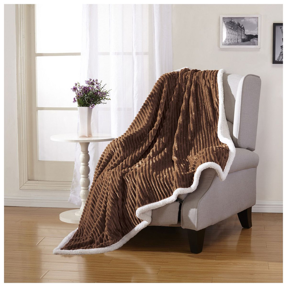 Sheradian Reversible Corduroy-Pattern Sherpa Throw Blanket product image