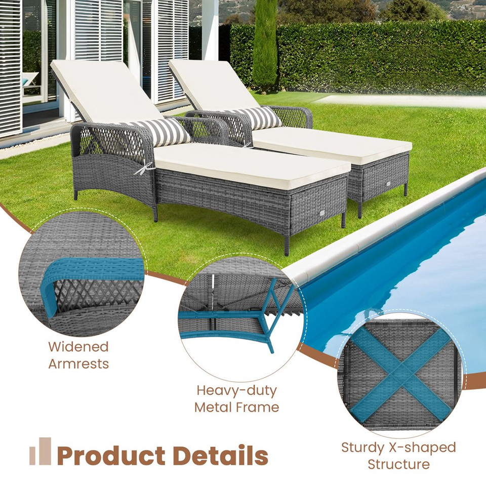 Outdoor Chaise Lounge Chair with 6-Level Backrest (1- or 2-Pack) product image