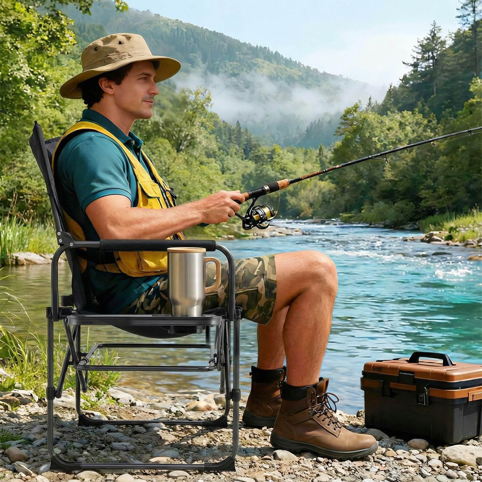 Folding Camping Chair with Side Table & Cup Holder (1-2 Pack) product image