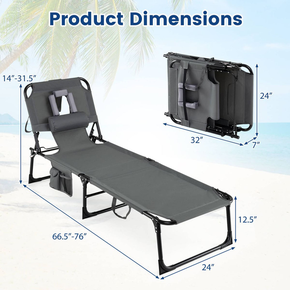 Portable Adjustable Chaise Lounge Tanning Chair product image