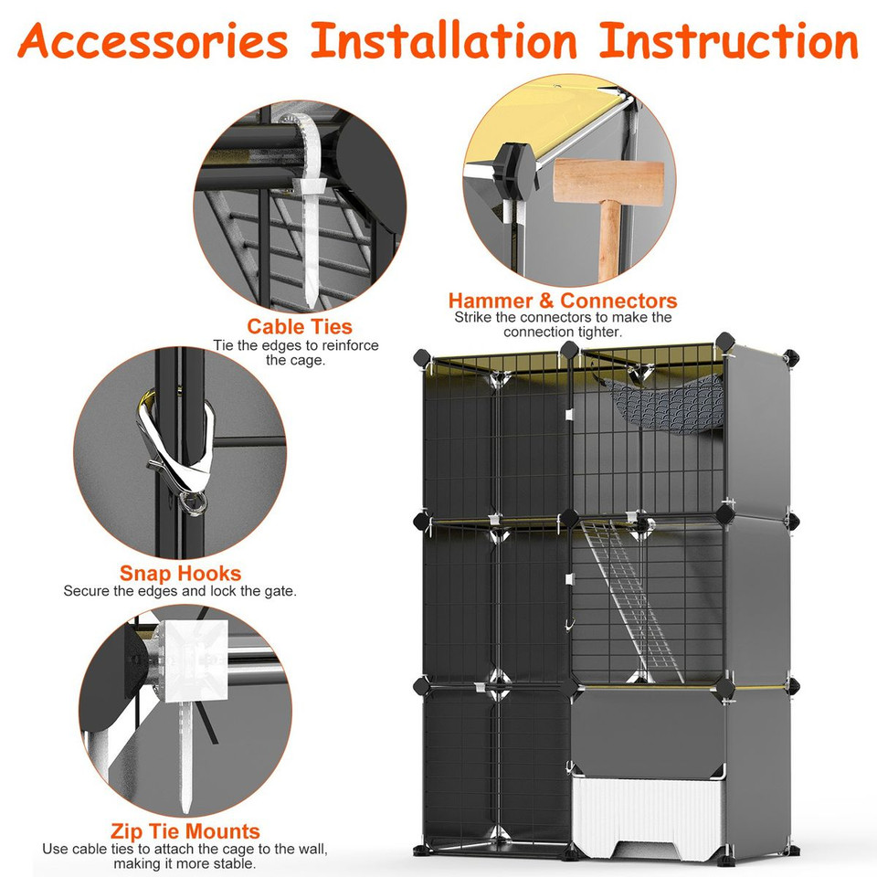 3-Tier Cat Cage  with Litter Box and Hammock product image