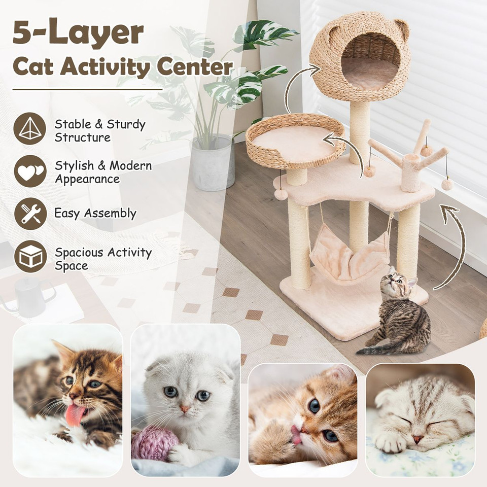Modern Cat Tree with Natural Sisal Scratching Posts product image