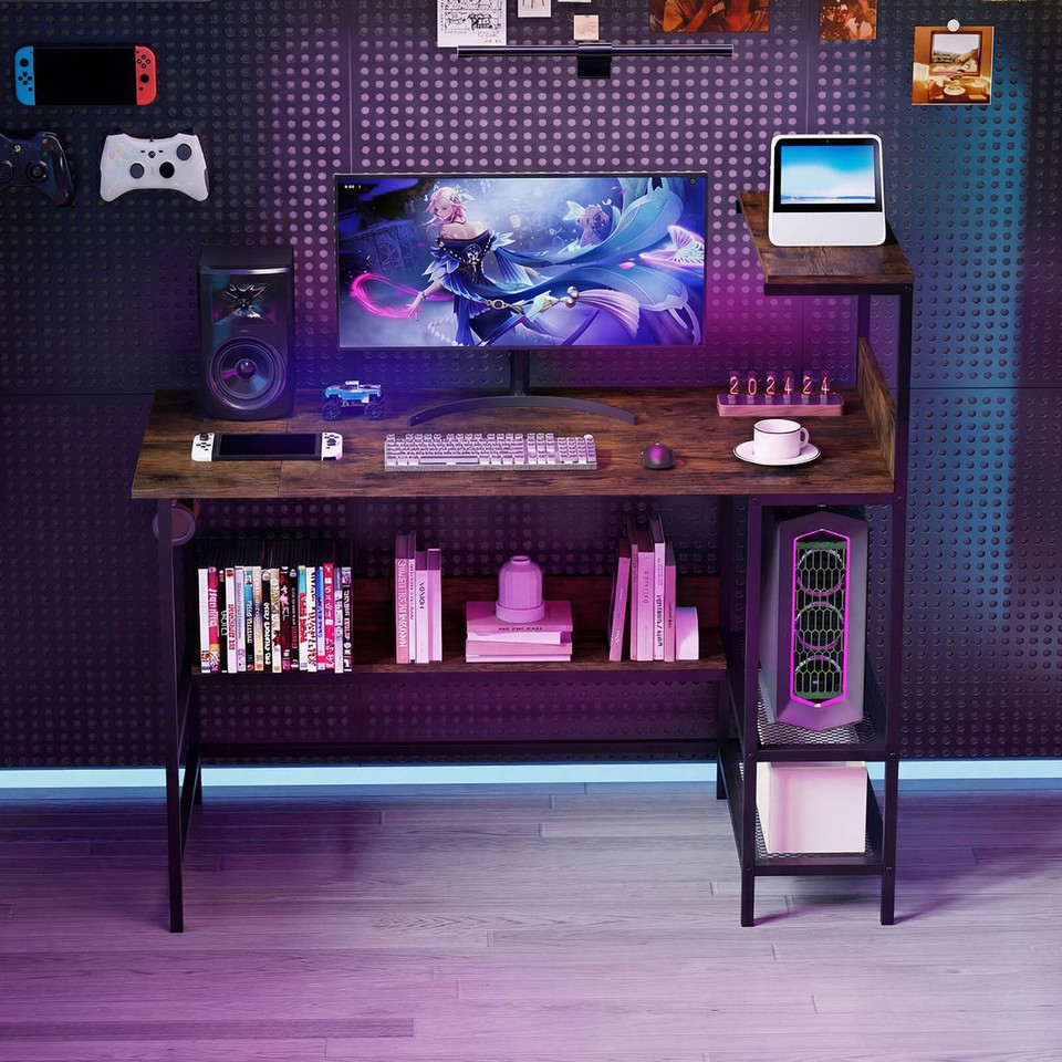 48” Computer Desk with Power Outlets & Storage Shelves product image