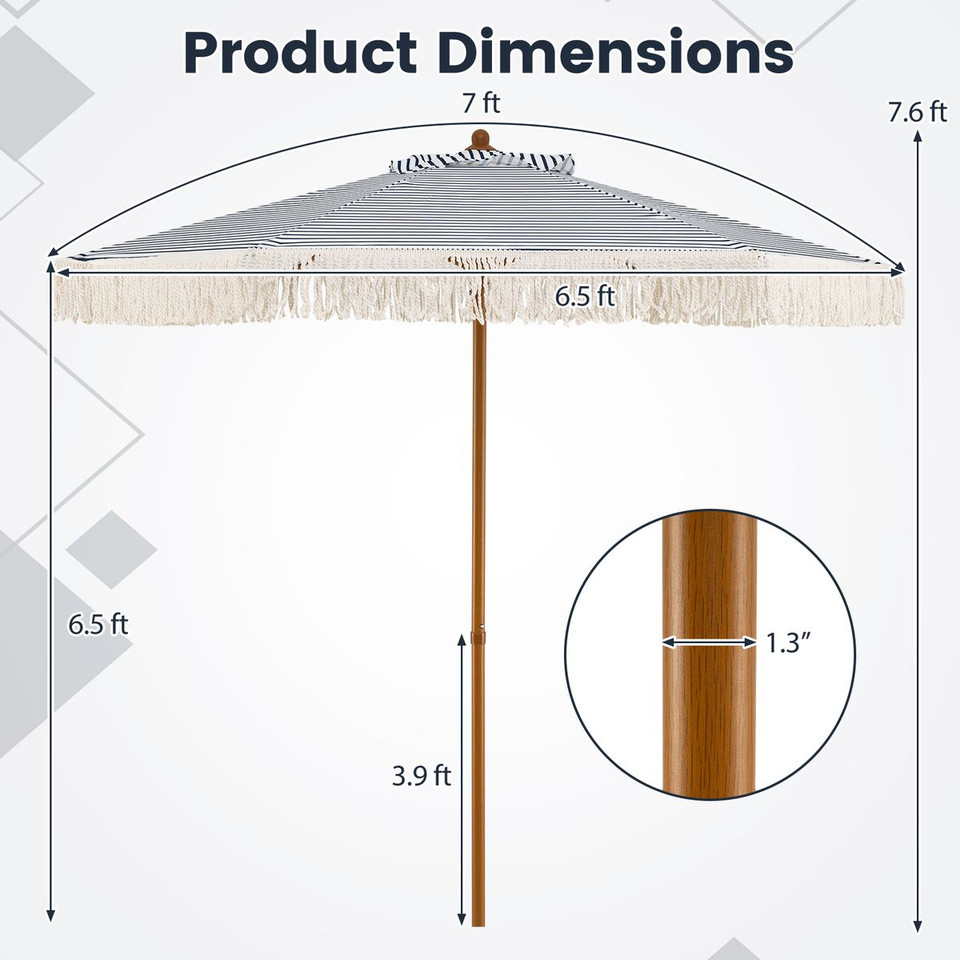 7-foot Patio Umbrella with Fringe product image