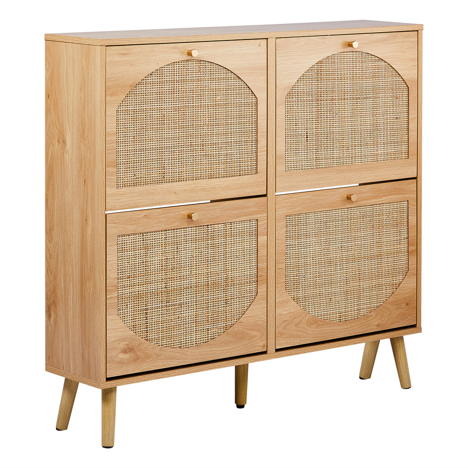 Rattan Shoe Cabinet with 4 Flip Drawers product image