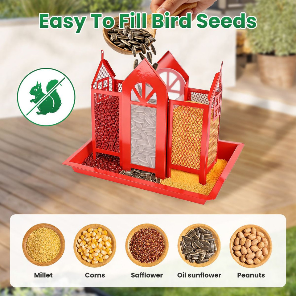 Metal Hanging Barn Bird Feeder House  product image