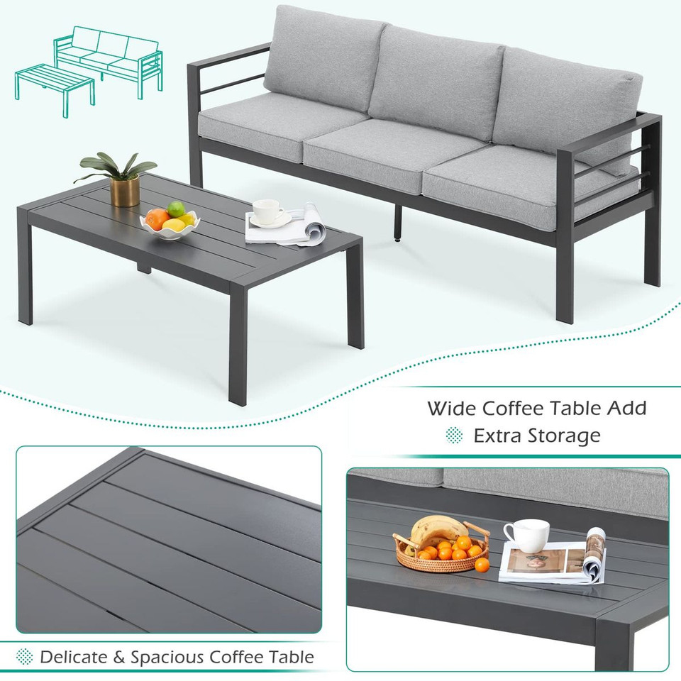 Aluminum Outdoor Patio Furniture Set with Coffee Table product image