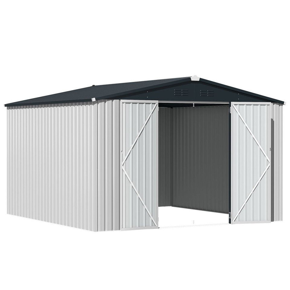 10'x10' Outdoor Metal Storage Shed with Lockable Doors product image