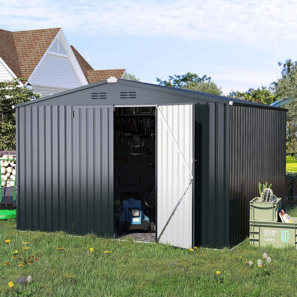 10'x10' Outdoor Metal Storage Shed with Lockable Doors product image