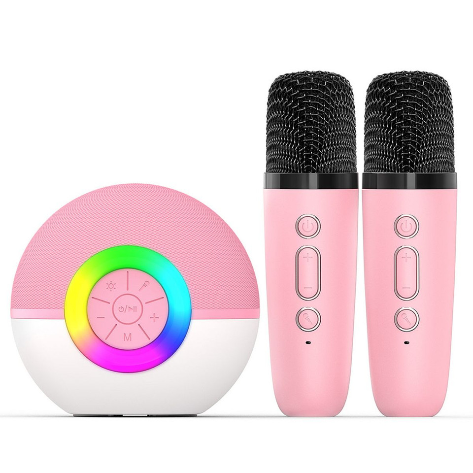 Portable Mini Karaoke Machine for Kids, Bluetooth Speaker with Wireless Microphone,MP3 Player,Perfect for Birthday and Family Parties(2 Mic) product image