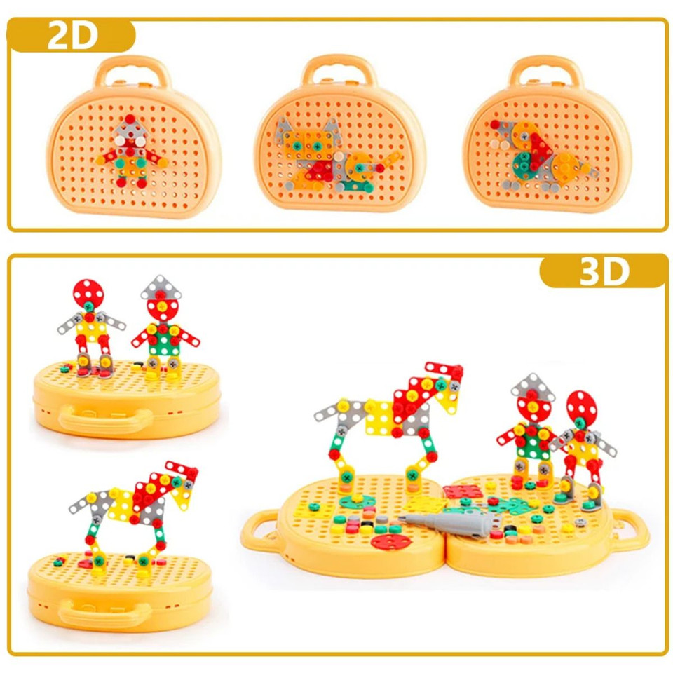 Children Electric Drill Toolbox Driller Games Tool Toy for Boys Girls Montessori Screw Puzzle Kid Pretend Play Toys Gift product image