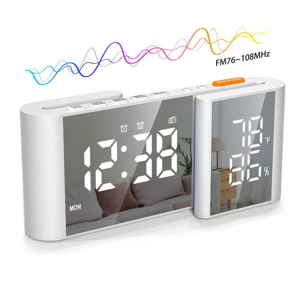 Dual Screen LED Digital Alarm Clock with FM Radio Temperature and Humidity Display product image