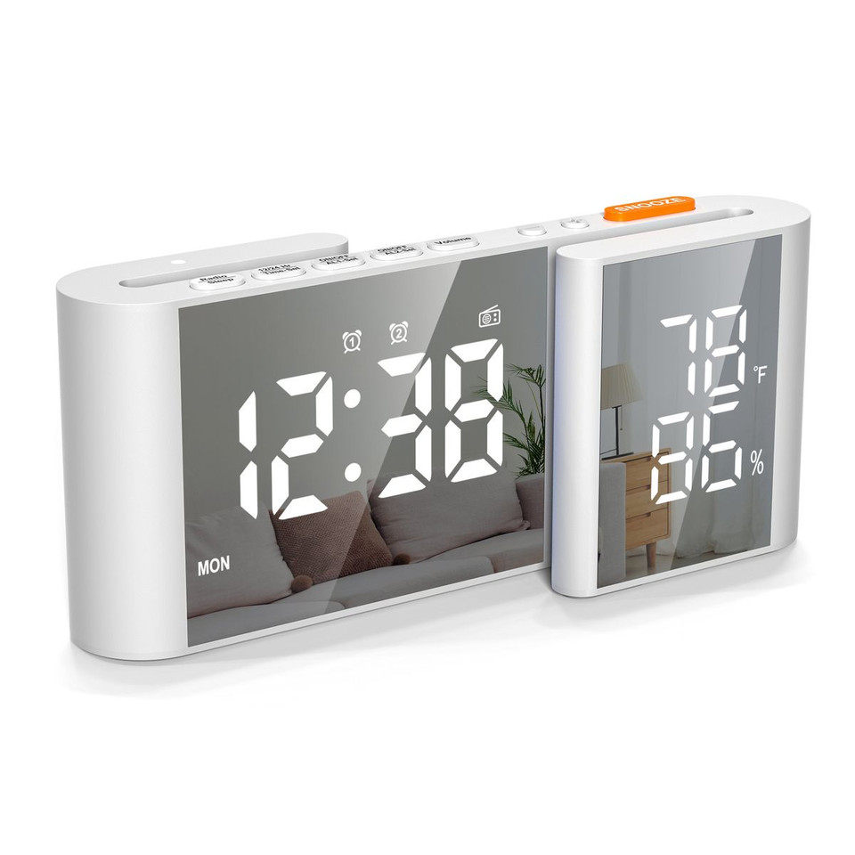 Dual Screen LED Digital Alarm Clock with FM Radio Temperature and Humidity Display product image