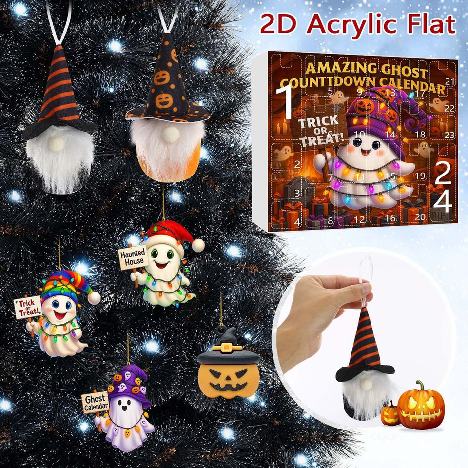 Halloween CountDown Advent Calendar with Ghost Gnome Pumpkin Plush Toys Dolls Pendants Ornaments For Indoor Outdoor Home Party Decoration product image