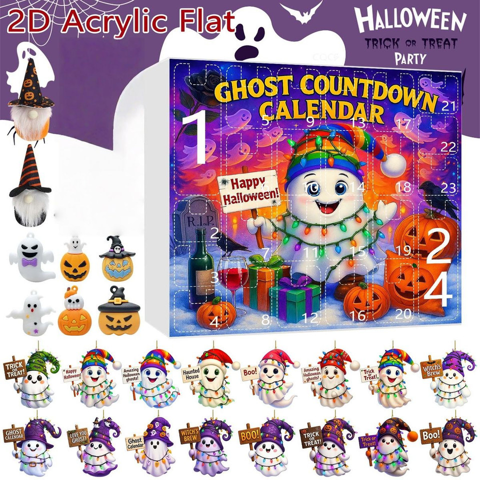 Halloween CountDown Advent Calendar with Ghost Gnome Pumpkin Plush Toys Dolls Pendants Ornaments For Indoor Outdoor Home Party Decoration product image