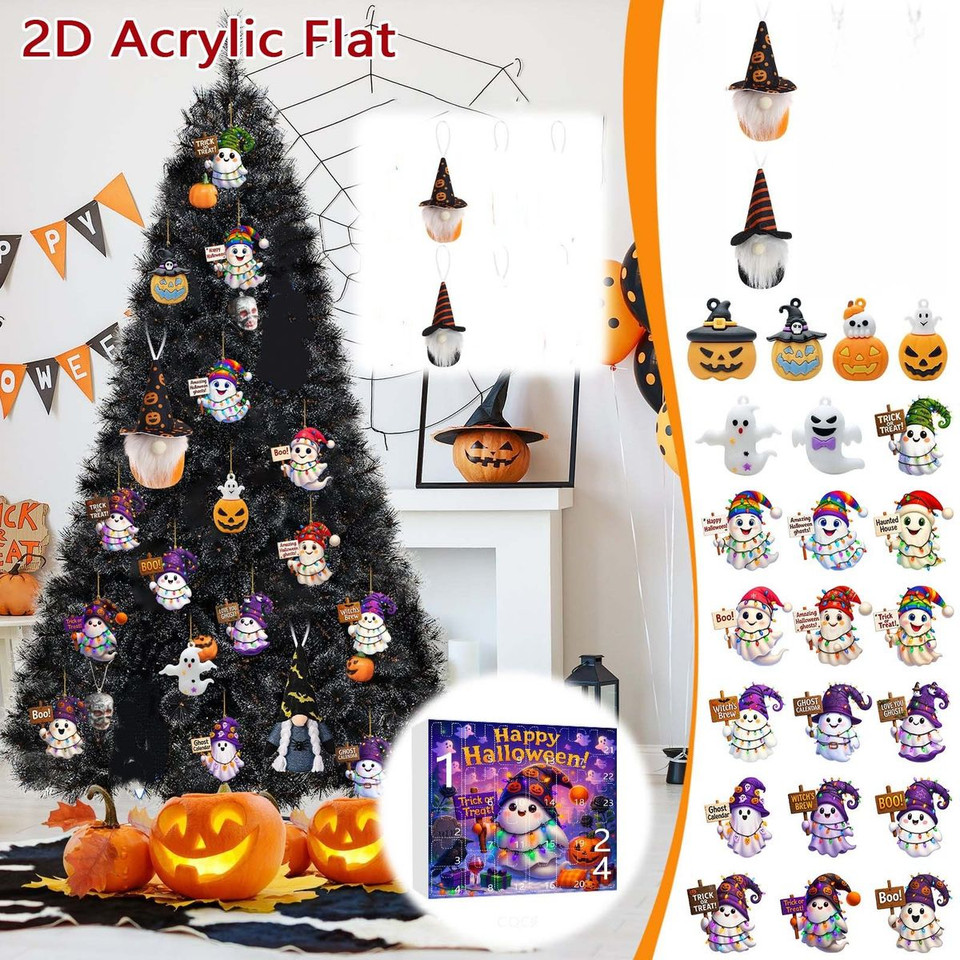 Halloween CountDown Advent Calendar with Ghost Gnome Pumpkin Plush Toys Dolls Pendants Ornaments For Indoor Outdoor Home Party Decoration product image