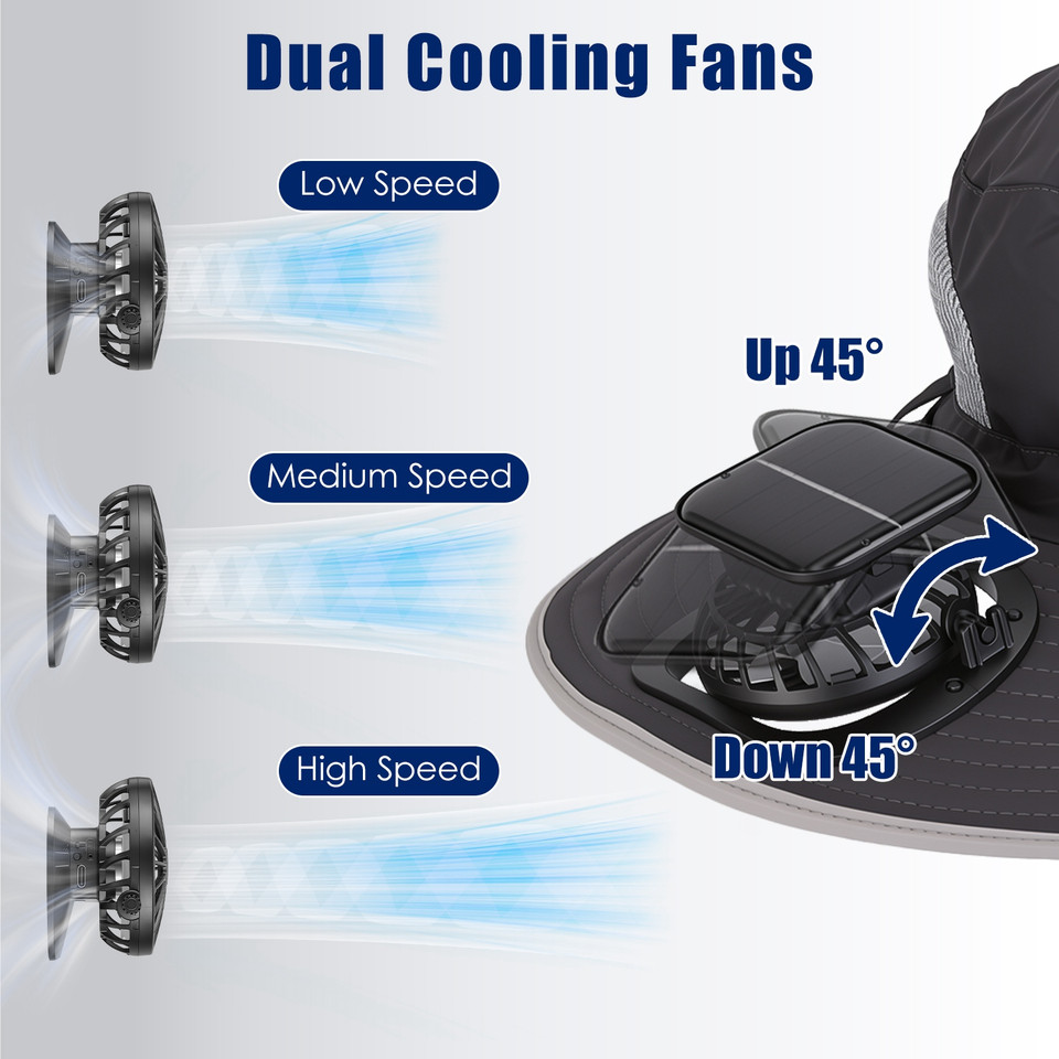 Wide Brim Sun Hat with Dual Cooling Fans product image