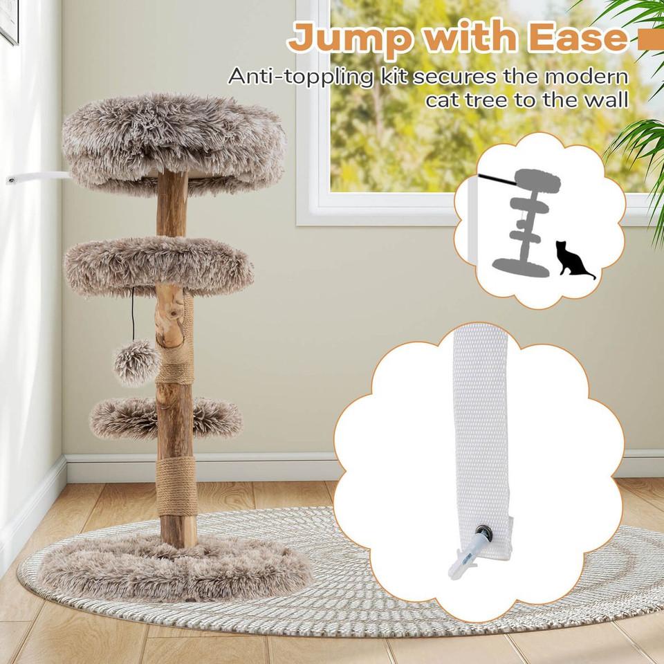 Modern Cat Tree with Pear Wood Trunks and Scratching Posts product image