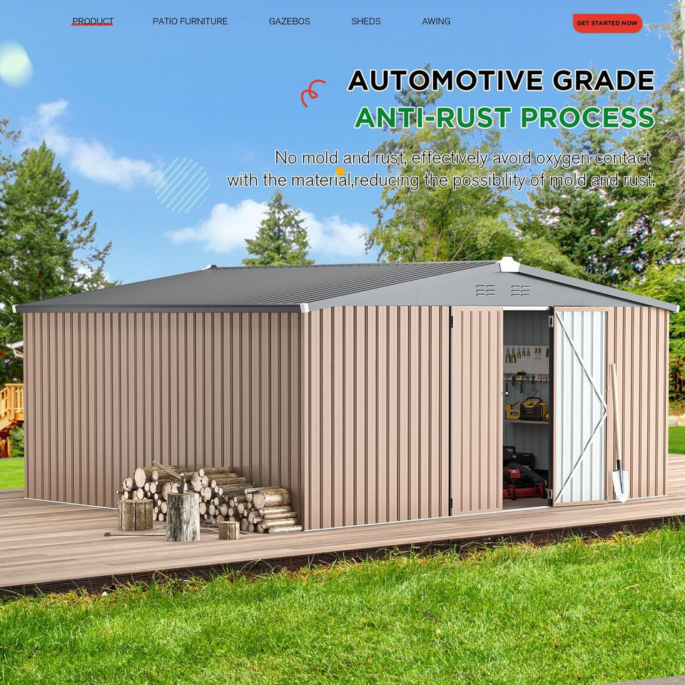 14' x 12' Metal Outdoor Large Steel Storage Sheds  product image
