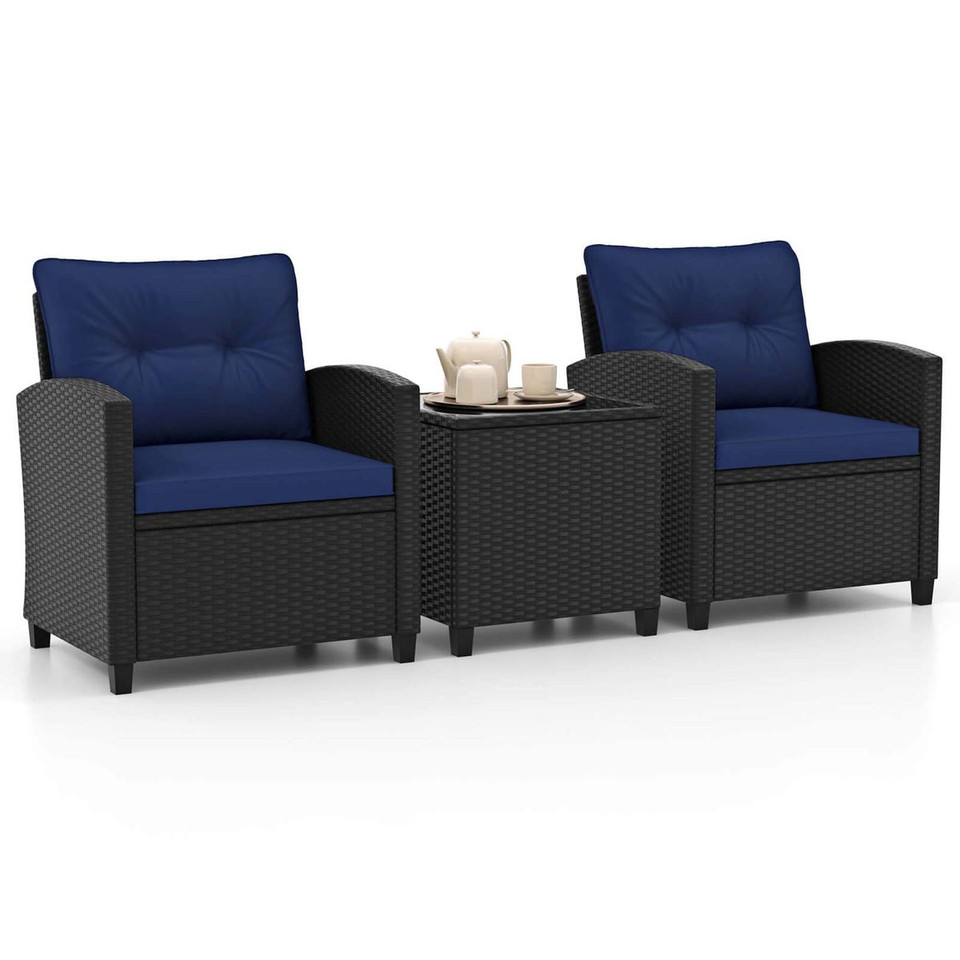 Black Rattan Patio Furniture Set (3 Pieces) product image