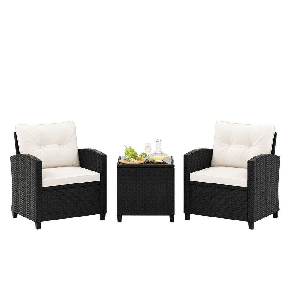 Black Rattan Patio Furniture Set (3 Pieces) product image