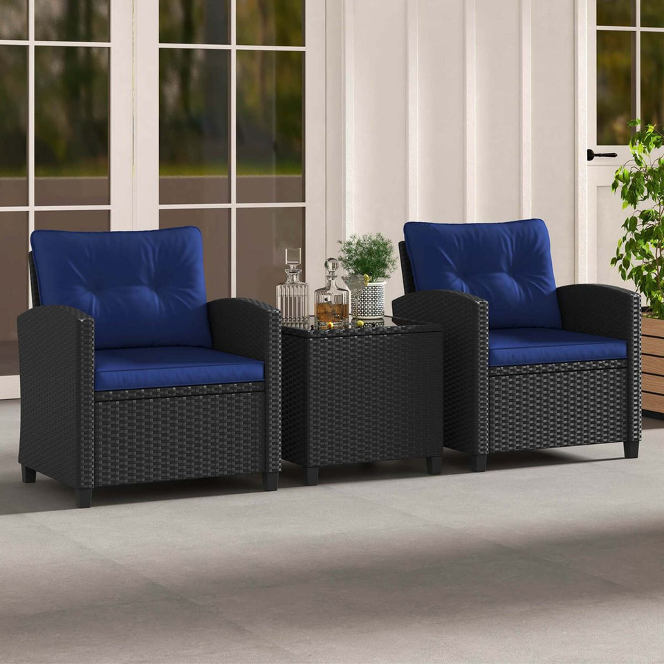 Black Rattan Patio Furniture Set (3 Pieces) product image