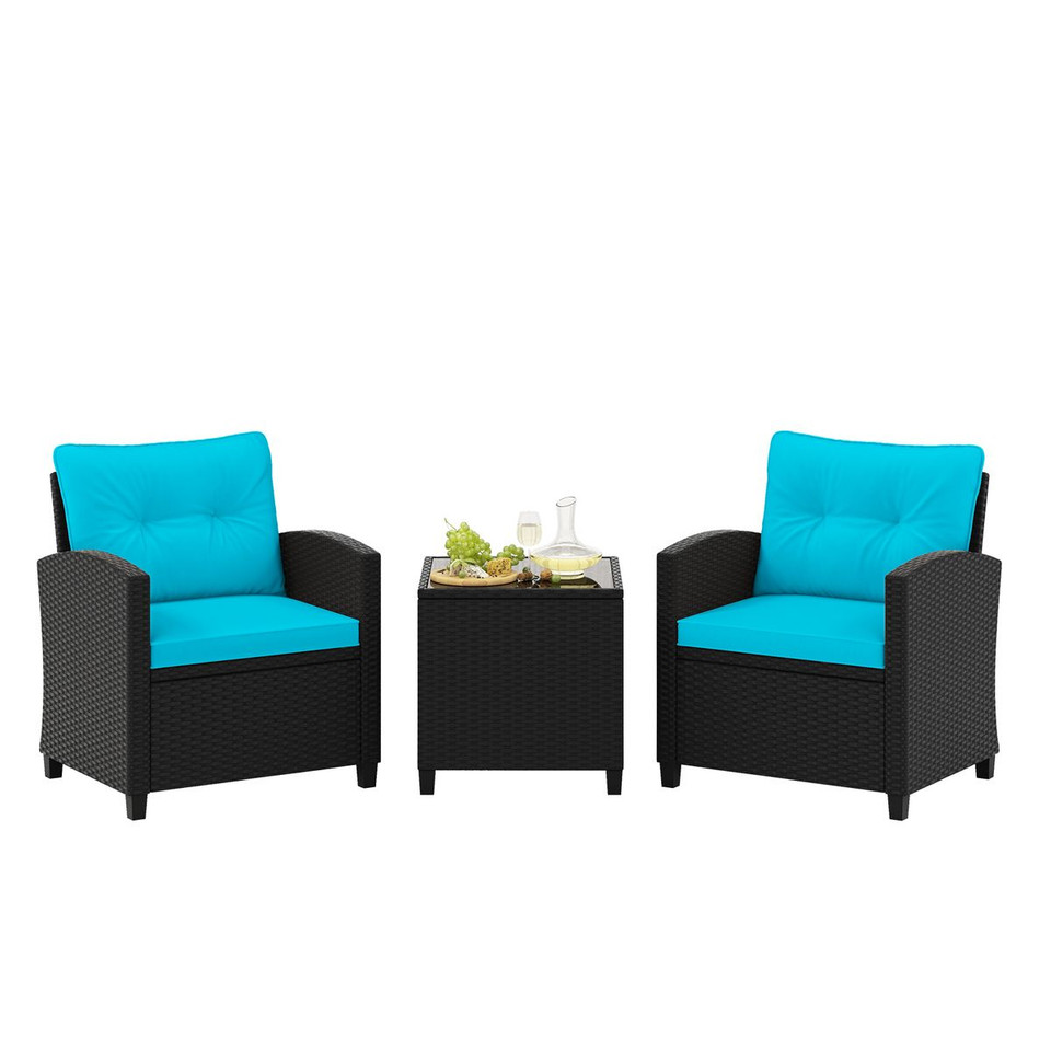 Black Rattan Patio Furniture Set (3 Pieces) product image