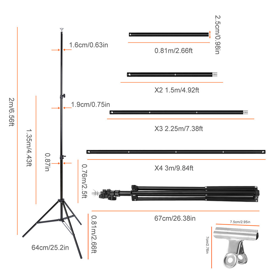 Large 6.5' x 10' Photography and Video Studio Backdrop Stand product image