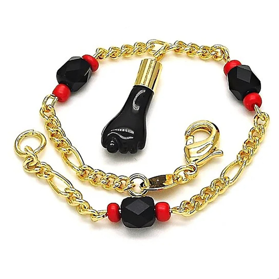 Unisex 18K Gold Azabache Black Hand Figa Kabbalah product image