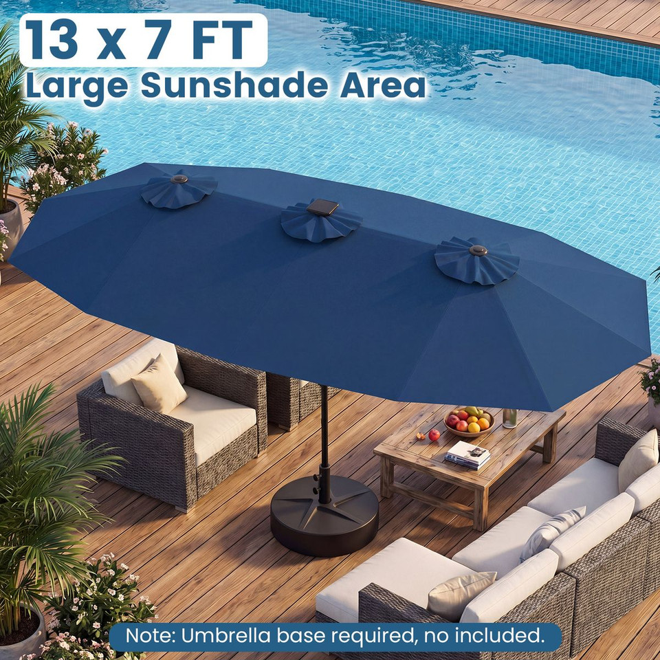 Double-Sided Patio Umbrella with Solar Lights product image