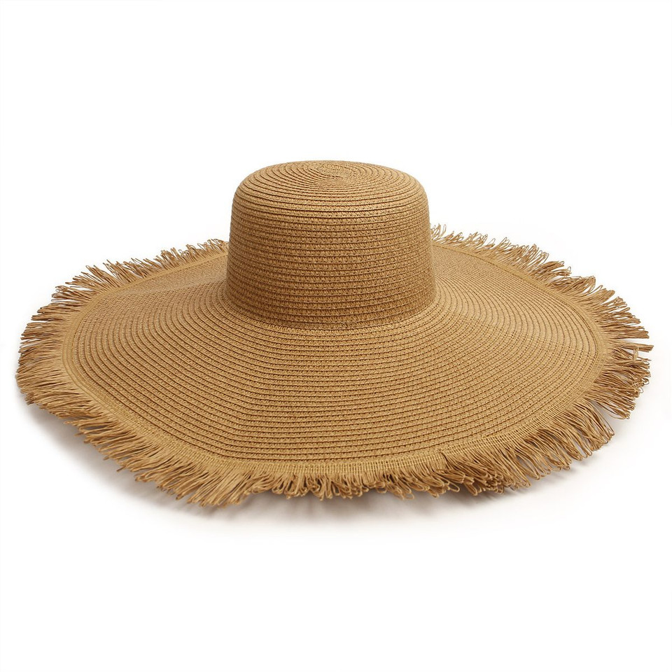 Extra Wide Brim Fringe Straw Sun Hat product image