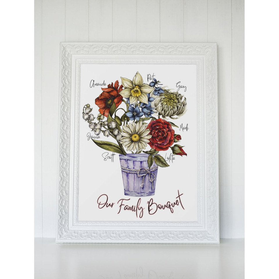 Personalized Family Flower Bouquet Print product image