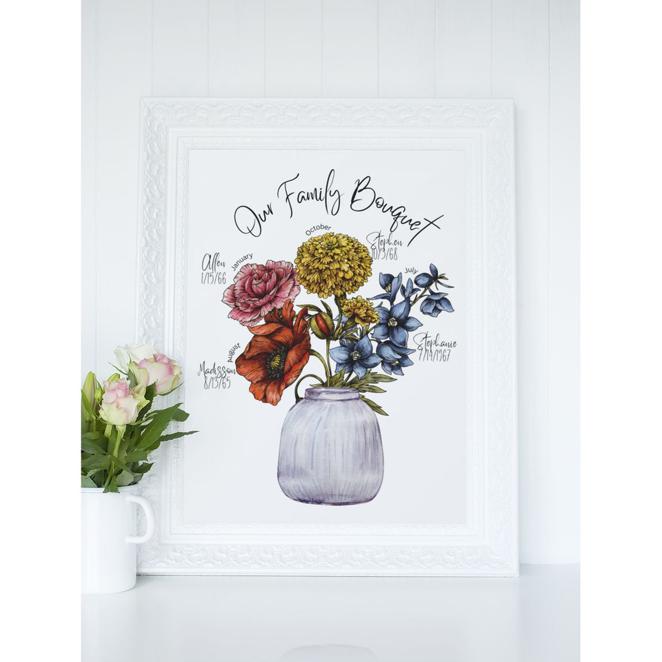 Personalized Family Flower Bouquet Print product image