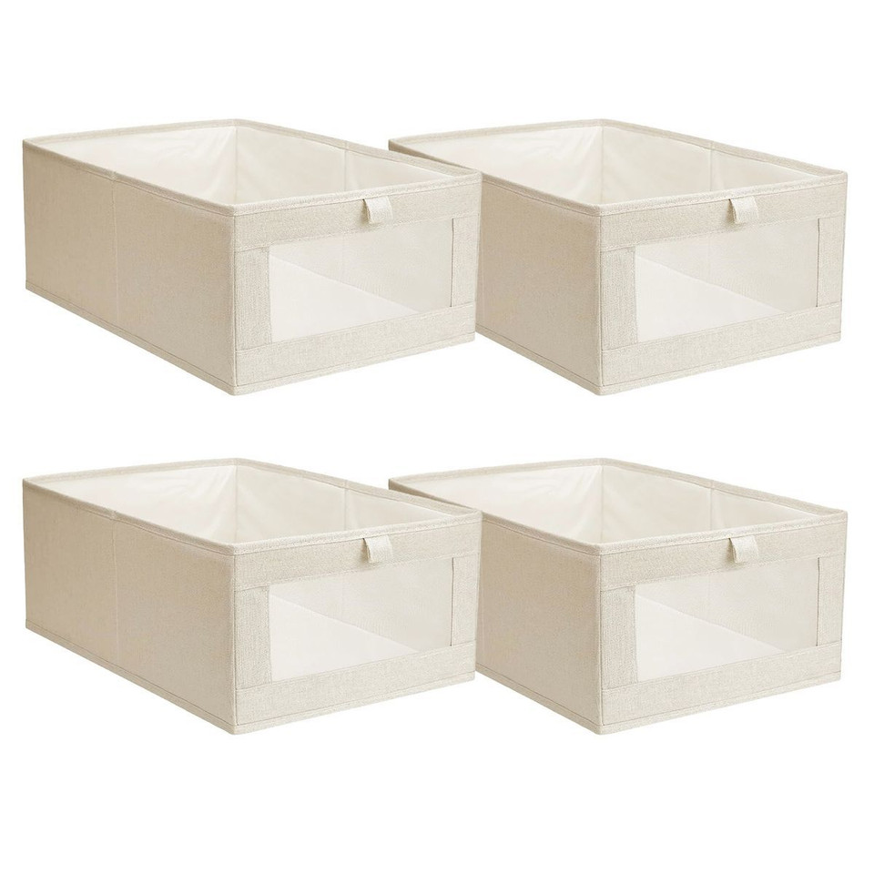 Foldable Linen Closet Storage Bin with Clear Window and Handle (4-Pack) product image
