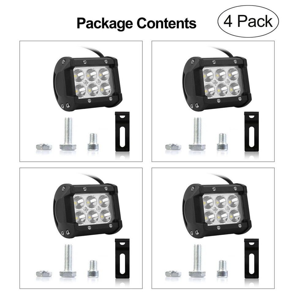 18W Dual Row LED Cube Spot Lights for Vehicles (4-Pack) product image