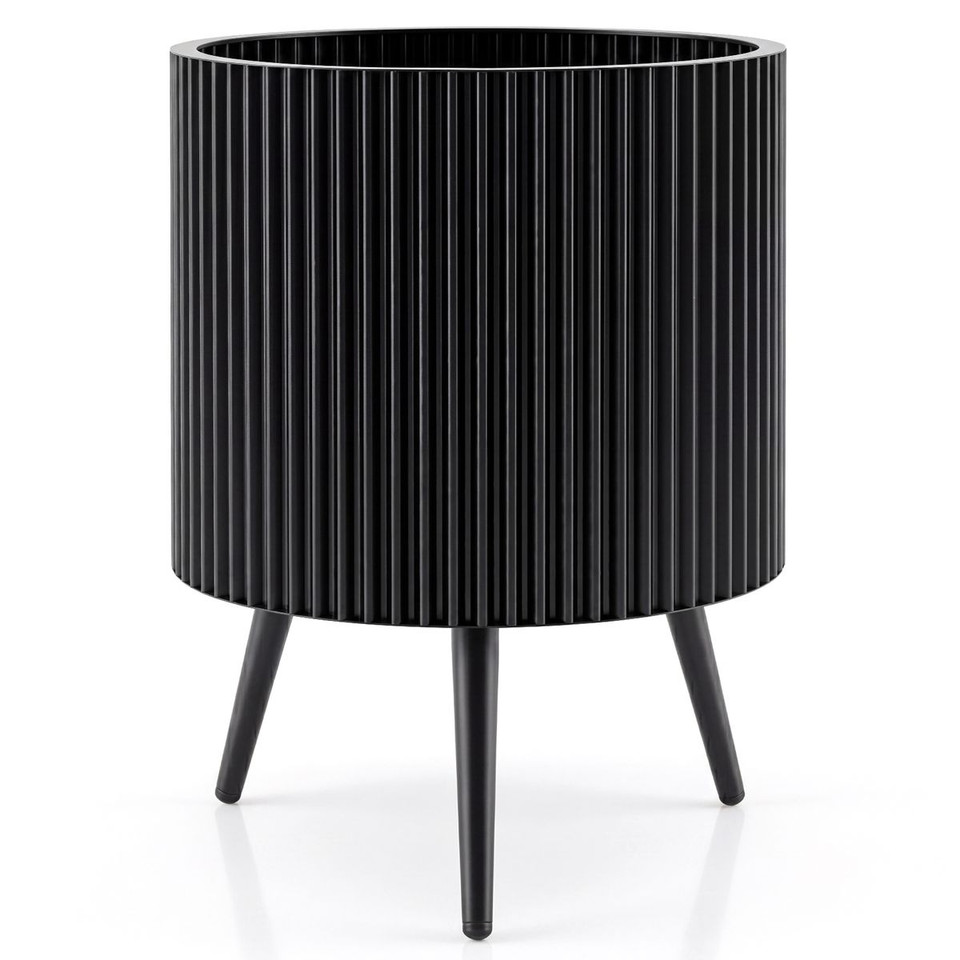 Fluted Metal Plant Pot with Stand (1- or 2-Pack) product image