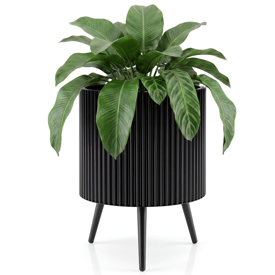 Fluted Metal Plant Pot with Stand (1- or 2-Pack) product image