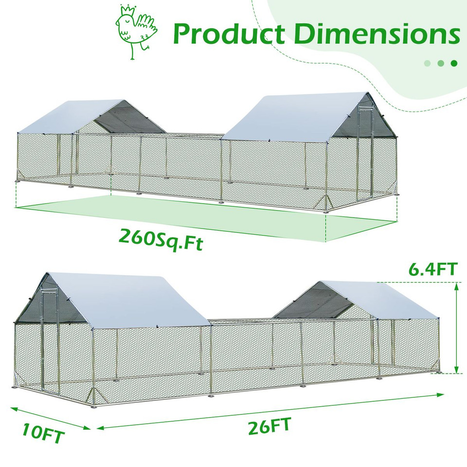  Chicken Coop Run Walk-in Metal Chicken Cage product image