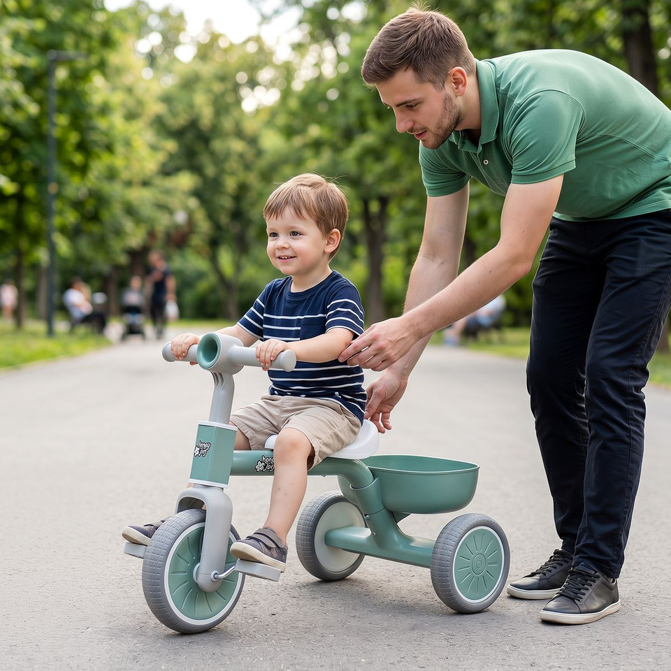 Honeyjoy 2-In-1 Kids' Auxiliary Tricycle product image