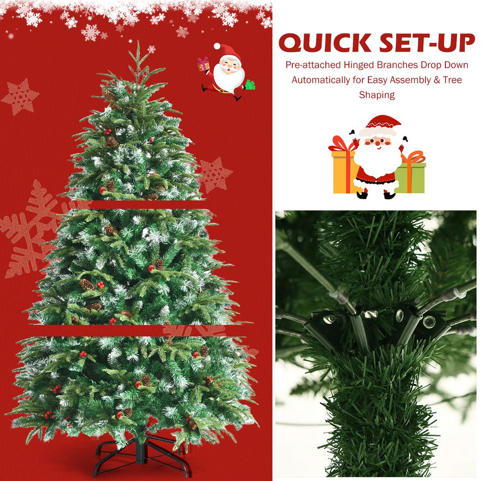 5ft Pre-Lit Snowy Hinged Christmas Tree with 11 Flash Modes and 250 LED Lights product image