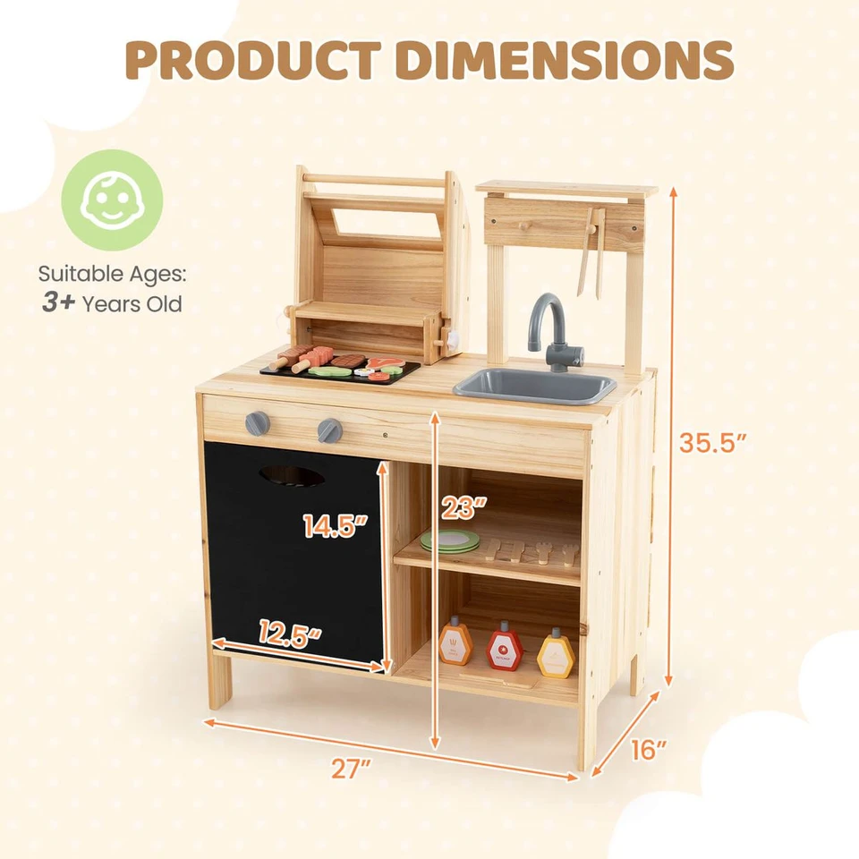 Wooden Barbecue Grill Playset with Play Food Grilling Tools & Accessories product image