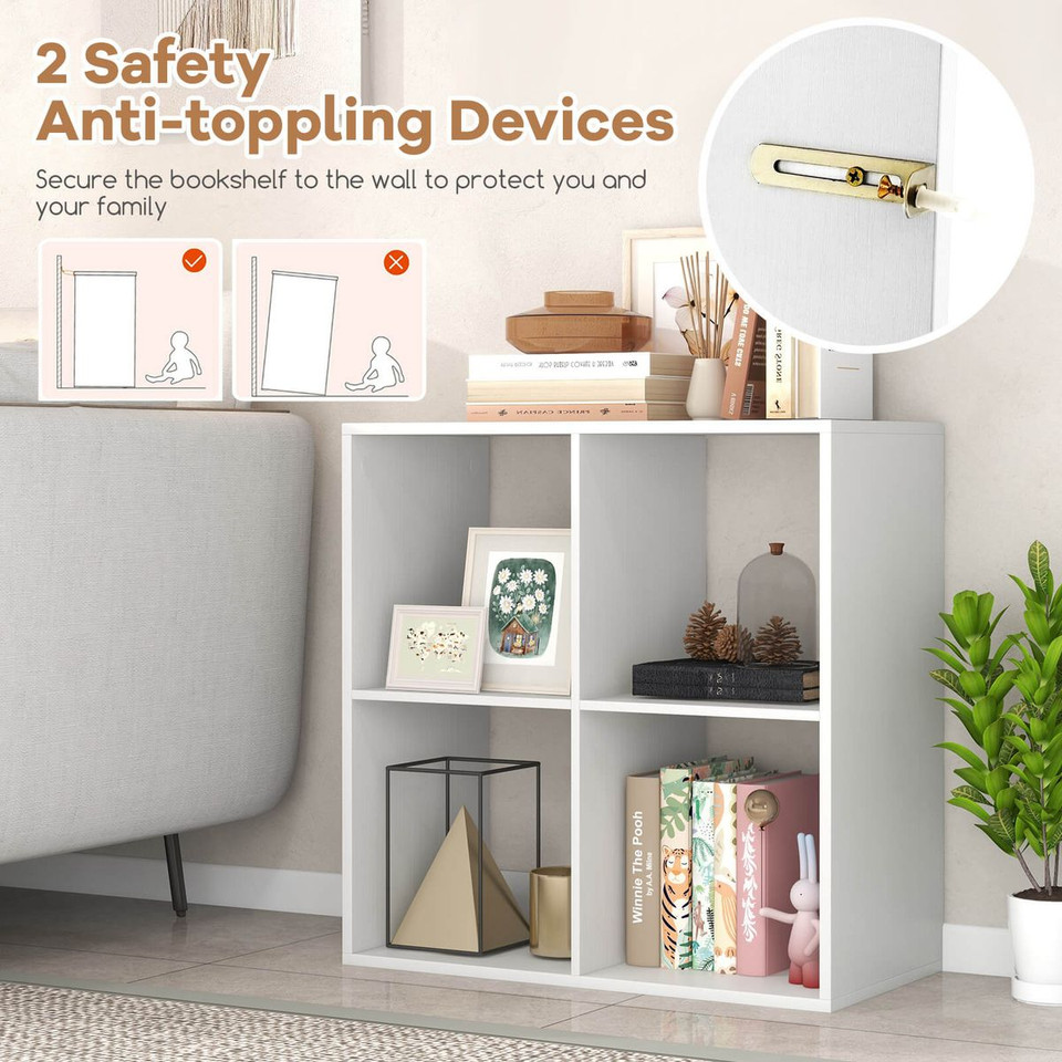 4-Cube Open Bookshelf with Anti-Tip Kits and Non-Slip Footpads product image
