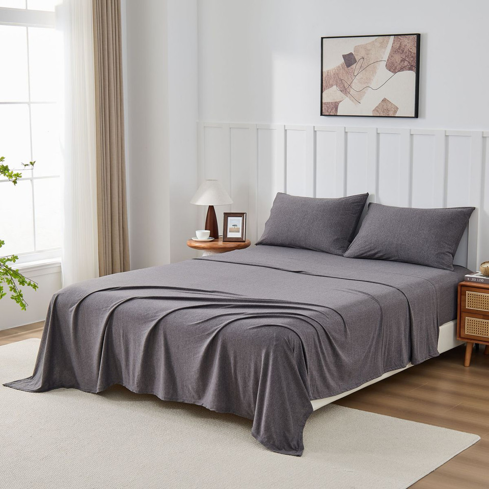 Kathy Ireland Heathered Jersey Knit Cotton Sheet Set (4 Pieces) product image