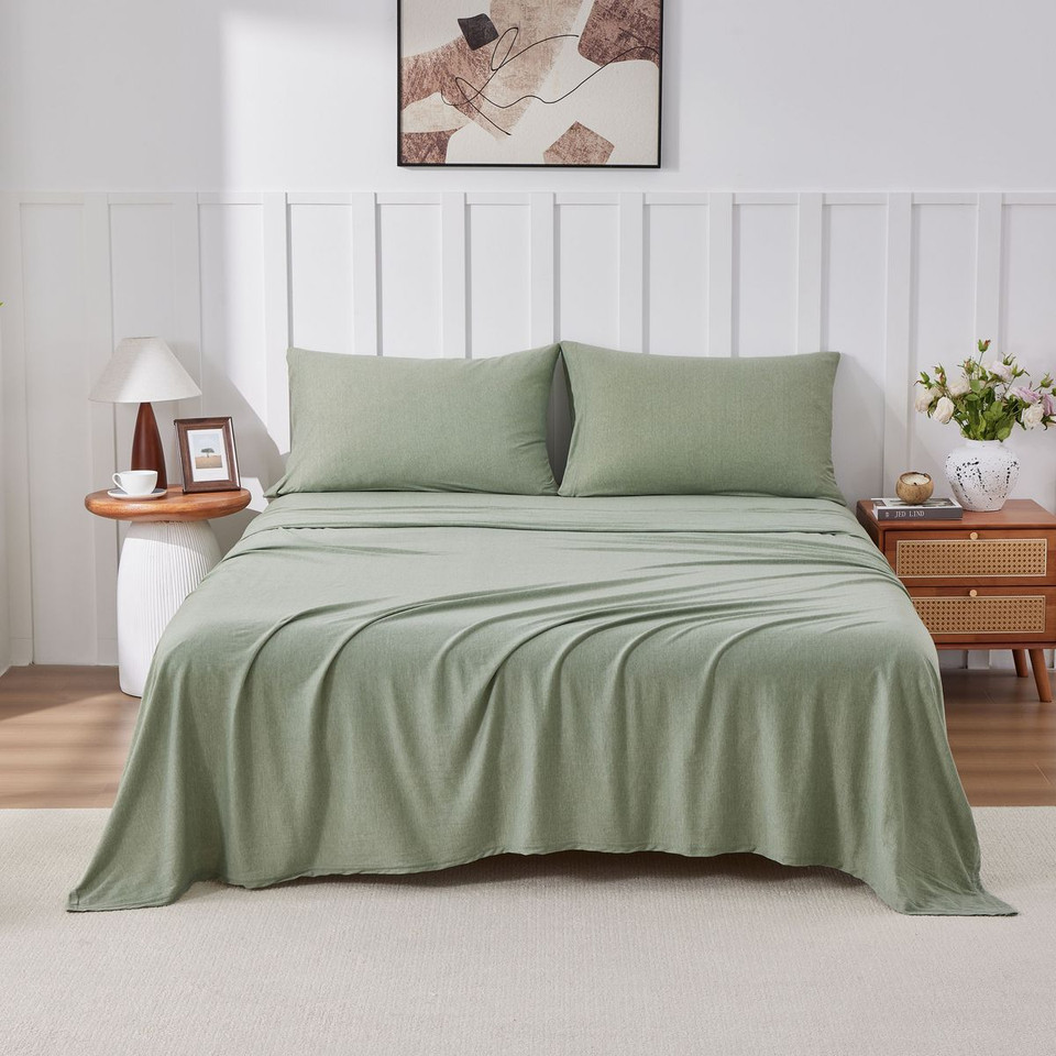 Kathy Ireland Heathered Jersey Knit Cotton Sheet Set (4 Pieces) product image