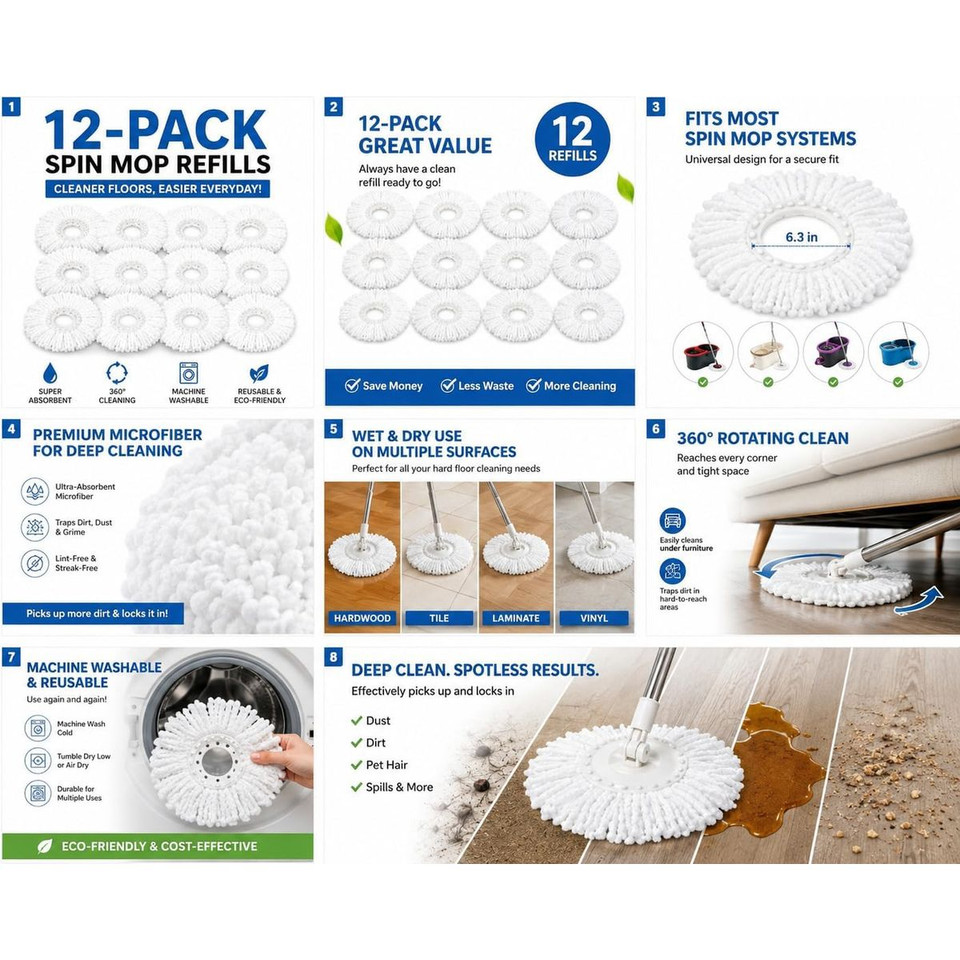 Spin Mop Replacement Head (12-Pack) product image