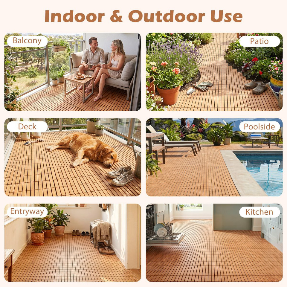 Acacia Wood Interlocking Deck Tiles (12-54 Pieces)  product image